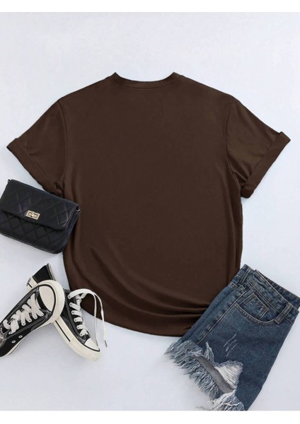 Kadın Kurdele Renkli Özel Baskılı Oversize Pamuklu Bisiklet Yaka T-Shirt Tişört fırsatları