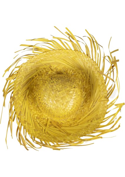 Buğz Tropikal Parti Sarı Hasır Hawaii Şapkası