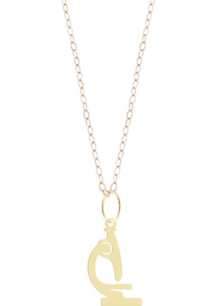 14 Ayar Altın Plakalı Mikroskop Figürlü Sevgililer Günü Hediyesine Özel Altın KOLYE-832