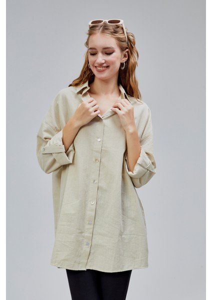 Kadın Apoletli Katlamalı Uzun Kol Oversize Gömlek fiyatları
