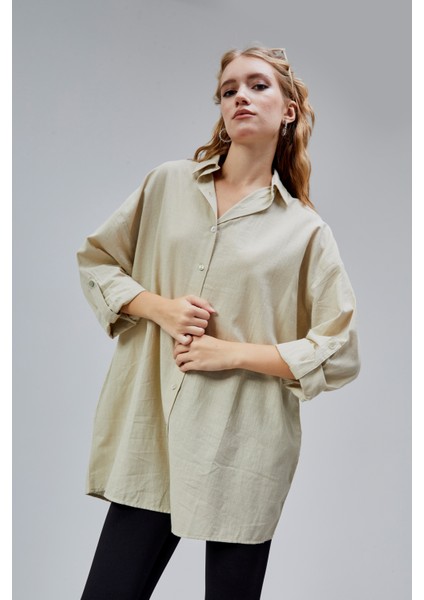 Kadın Apoletli Katlamalı Uzun Kol Oversize Gömlek indirimleri