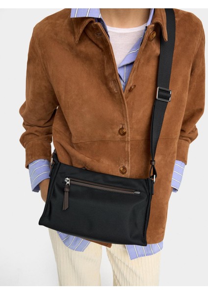 Teknik Kumaş Çapraz Askılı Orta Boy Çanta