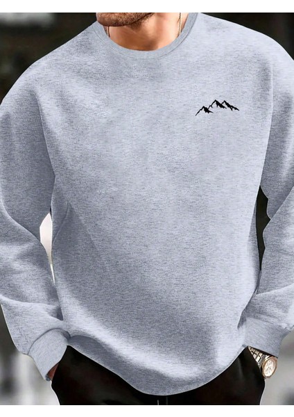 Dağ Baslıkı Erkek Oversize Sweatshirt