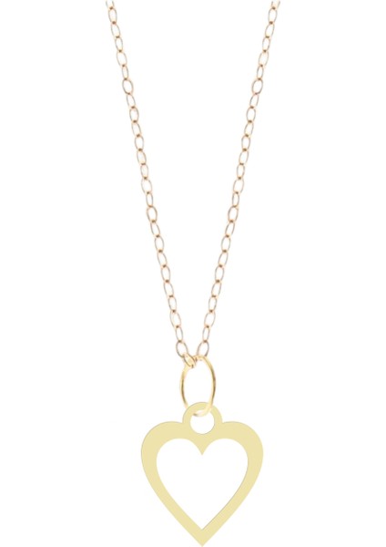 14 Ayar Altın Plakalı Kalp Figürlü Sevgililer Günü Hediyesine Özel Altın KOLYE-812