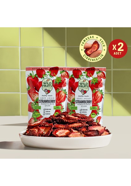 Kurutulmuş Çilek - Soft Dried - Atıştırmalık Kuru Meyve 2 x 50 gr
