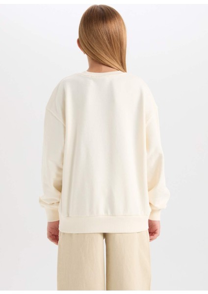 Kız Çocuk SpongeBob Relax Fit Bisiklet Yaka 3D Sweatshirt