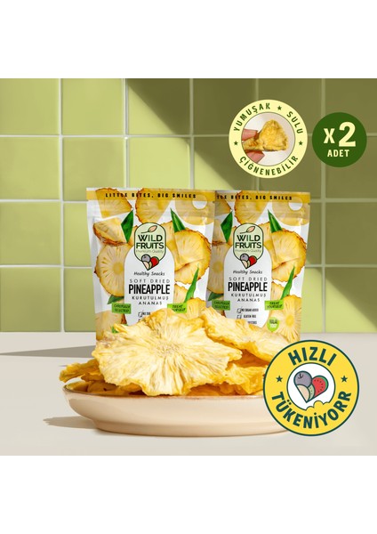 Kurutulmuş Ananas - Soft Dried - Atıştırmalık Kuru Meyve 2 x 50 gr