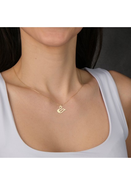 14 Ayar Altın Plakalı Kuğu Kuşu Figürlü Sevgililer Günü Hediyesine Özel Altın KOLYE-820 fiyatları