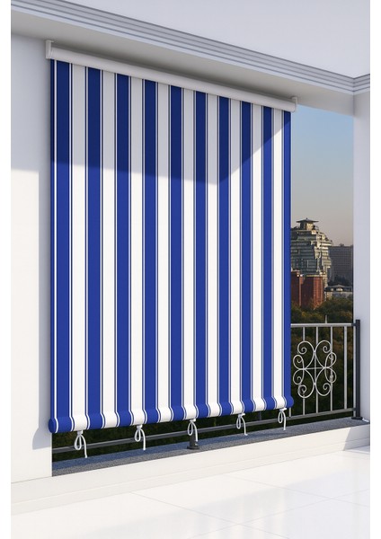 Bağcıklı Halkalı Kornişli Sarı-Gri Balkon Perdesi Gölgelik Branda indirimleri