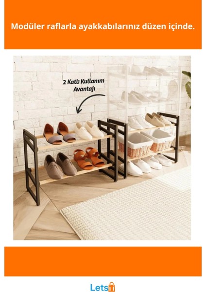 4 Katlı Şık Modern Ahşap Ayakkabılık Çift Kullanım 20X65X51 cm fiyatları