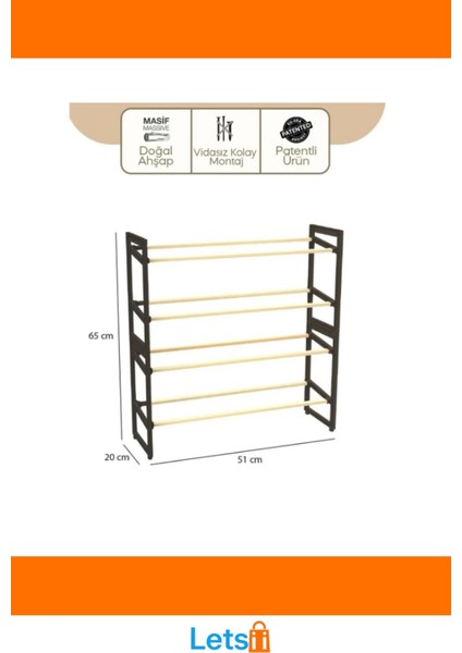 4 Katlı Şık Modern Ahşap Ayakkabılık Çift Kullanım 20X65X51 cm modelleri