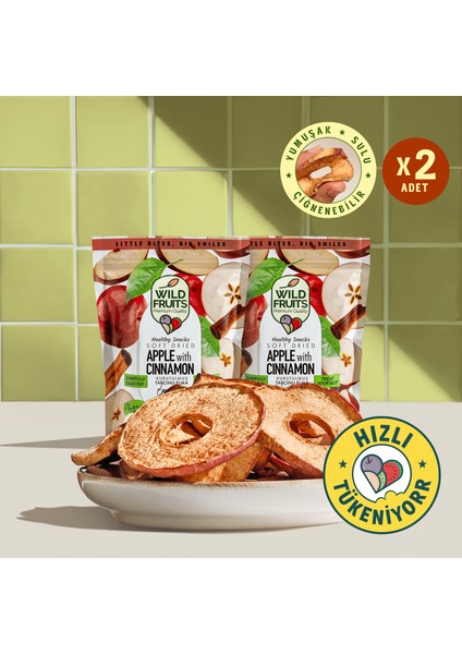 Kurutulmuş Tarçınlı Elma - Soft Dried - Atıştırmalık Kuru Meyve 2 x 50 gr