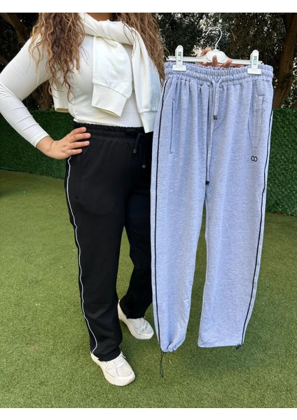 Şerit Çizgili Siyah Düz Paça Lastikli Eşofman Altı fiyatları