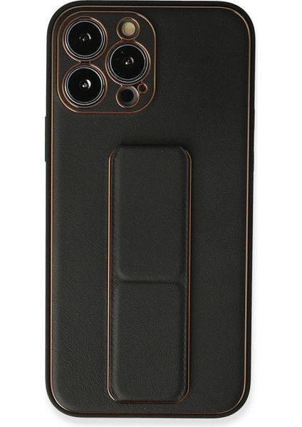 Buğz Iphone 13 Pro Kılıf Coco Deri Standlı Kapak - Siyah
