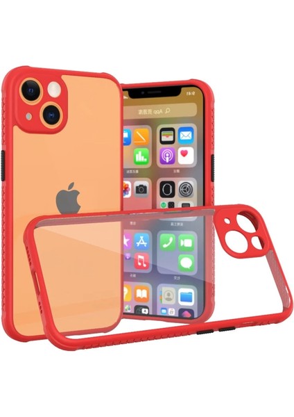 Buğz Iphone 13 Mini Kılıf Miami Şeffaf Silikon - Kırmızı