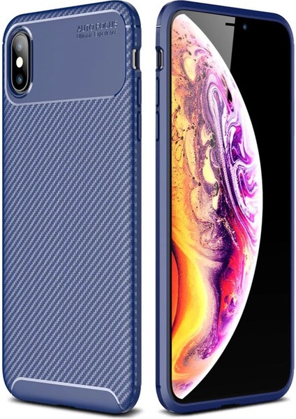 Buğz Iphone Xs Max Kılıf Auto Focus Karbon Kapak - Lacivert