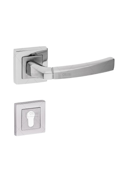 Gonca Kol Kare Rozetli Nikel Saten Yale Kapı Kolu