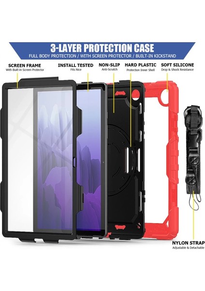 Buğz Samsung Galaxy T500 Tab A7 10.4 Kılıf Pars Tablet Kapak - Kırmızı indirimleri