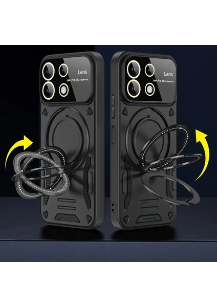 Buğz Xiaomi Redmi 13 4g Kılıf Joy Lens Standlı Kapak - Koyu Yeşil fiyatları