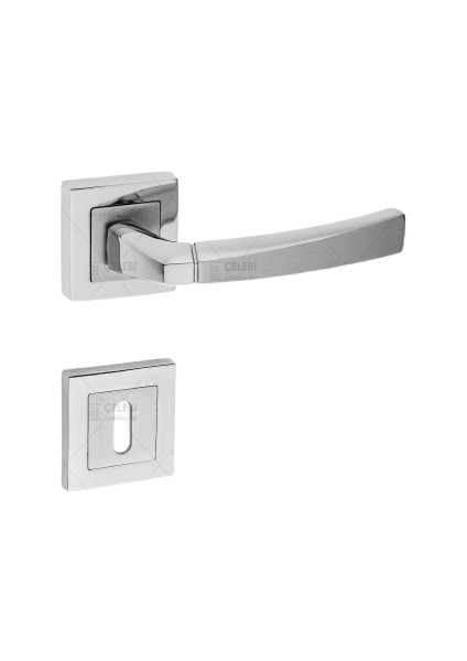 Gonca Kol Kare Rozetli Nikel Saten Oda Kapı Kolu