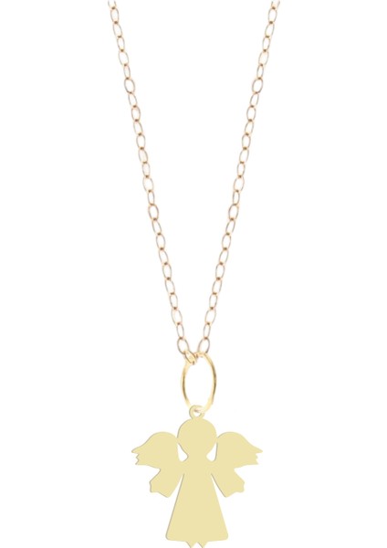 14 Ayar Altın Plakalı Melek Figürlü Özel Günler Için Hediyelik Altın KOLYE-810