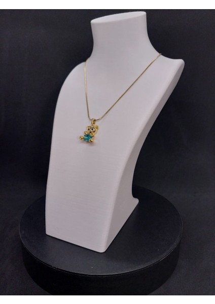 Mavi Taş Detaylı Ayıcık Kolye (Paslanmaz Çelik) modelleri