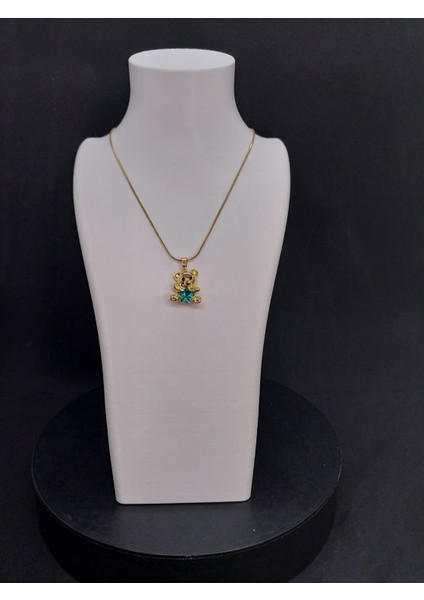 Mavi Taş Detaylı Ayıcık Kolye (Paslanmaz Çelik) indirimleri