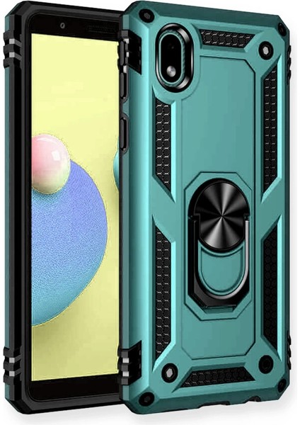 Buğz Samsung Galaxy A01 Core Kılıf Sofya Yüzüklü Silikon Kapak - Yeşil