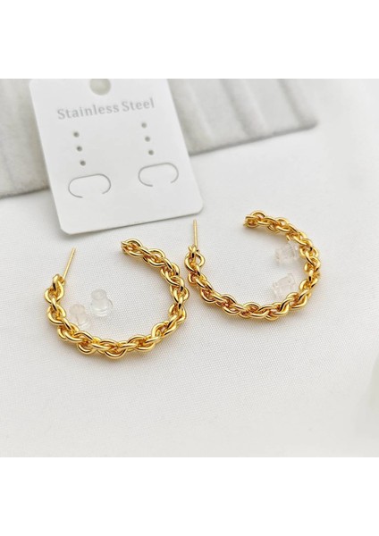 Kararmaz Fantazi Çelik Küpe