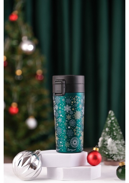 Yılbaşı Temalı 380Ml SUS304 Çelik Termos Mug 6 Saat Sıcak 12 Saat Soğuk Tutma modelleri