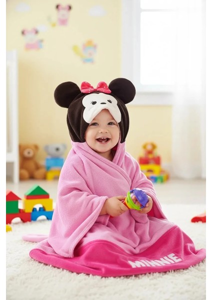 Disney Lisanslı Tsum Tsum Serisi Kapüşonlu Battaniye (Minnie Mouse)