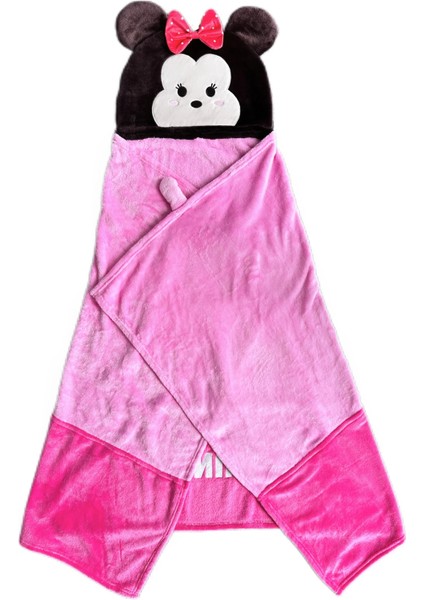 Disney Lisanslı Tsum Tsum Serisi Kapüşonlu Battaniye (Minnie Mouse) modelleri