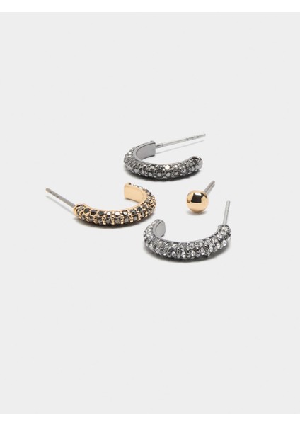 Zirkonlu Halka Küpe Seti