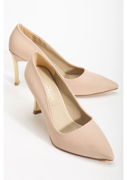 Kadın Bej Saten Sivri Burun Ince Topuklu Stiletto fiyatları