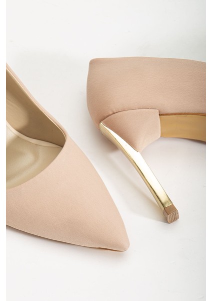 Kadın Bej Saten Sivri Burun Ince Topuklu Stiletto modelleri