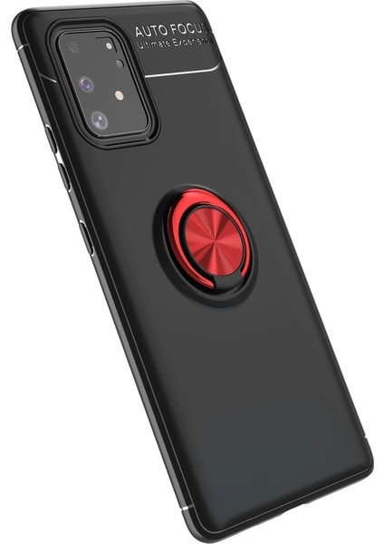 Buğz Samsung Galaxy A91 / S10 Lite Kılıf Range Yüzüklü Silikon - Siyah-Kırmızı