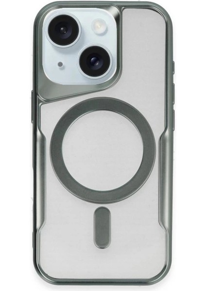 Buğz Iphone 15 Kılıf Boyi Magsafe Silikon Kapak - Yeşil