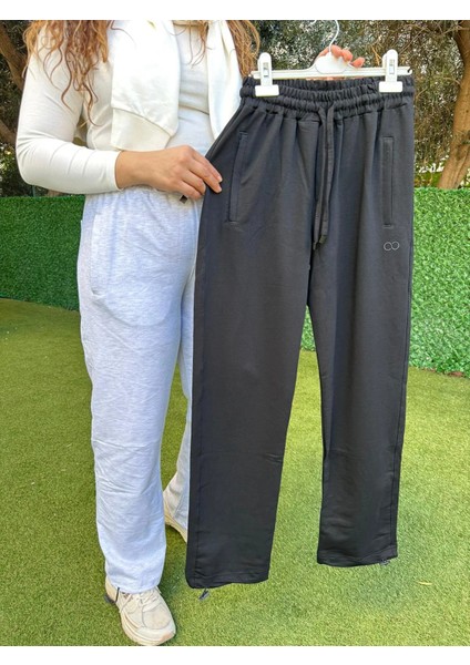 Siyah Düz Lastikli Paça Eşofman Altı modelleri