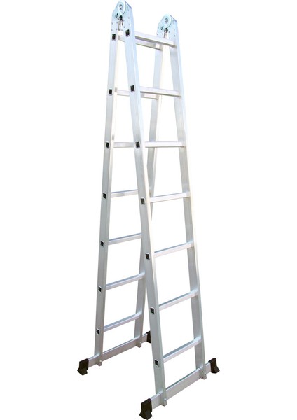 7+7 Basamak 1,2 mm Alüminyum Tek Kırma Çok Amaçlı Katlanır Merdiven