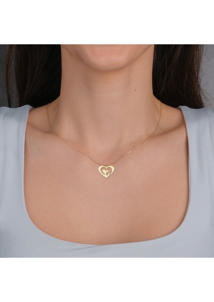 Altın Plakalı 14 Ayar Köpek ve Kalp Motifli Yıl Dönümü Hediyesine Özel Altın KOLYE-847 fiyatları