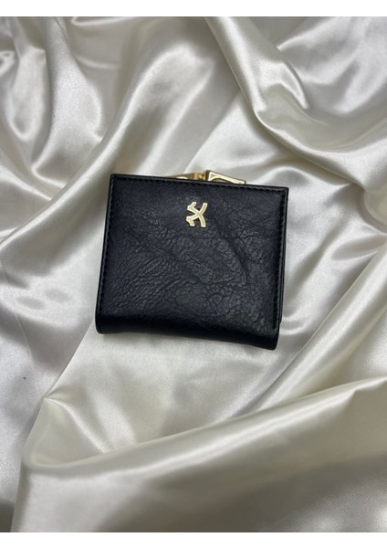 Kadın Siyah Renk Suni Deri Klipsli Cüzdan