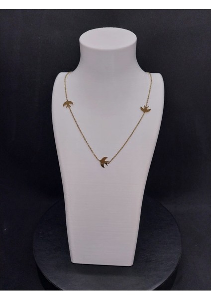 Üçlü Kuş Tasarımlı Paslanmaz Çelik Kolye