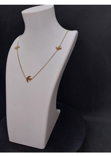 Üçlü Kuş Tasarımlı Paslanmaz Çelik Kolye modelleri