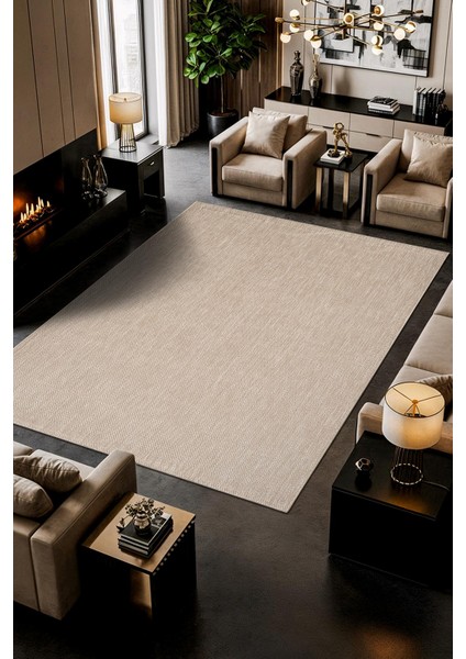 Zeen ZE002B Sisal Bej Kolay Temizlenebilir Makinede Yıkanabilir Mutfak Halısı Pamuk Taban