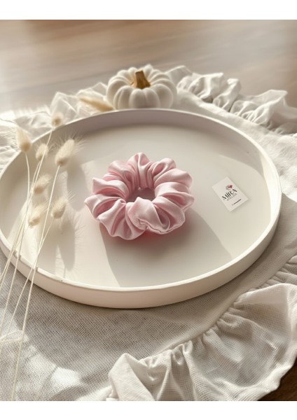Çocuk Saten Toka - Pudra Düşü – Tekli Lüks Lastik Model Scrunchie