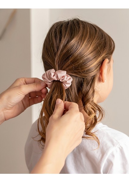Çocuk Saten Toka - Pudra Düşü – Tekli Lüks Lastik Model Scrunchie fiyatları
