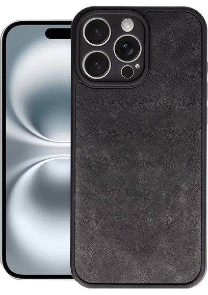 Buğz Iphone 16 Pro Kılıf Aras Deri Kapak - Siyah