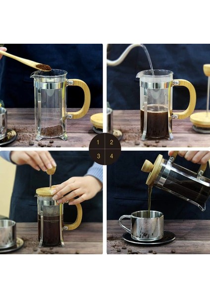 Buğz Ahşap Detaylı 600 ml Cam French Press