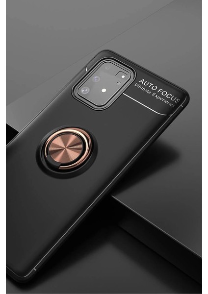 Buğz Samsung Galaxy A91 / S10 Lite Kılıf Range Yüzüklü Silikon - Siyah-Gold fiyatları