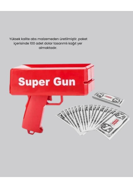 Buğz Super Money Gun Para Saçma Tabancası Yüksek Atış Güçlü Kırmızı Model fırsatları